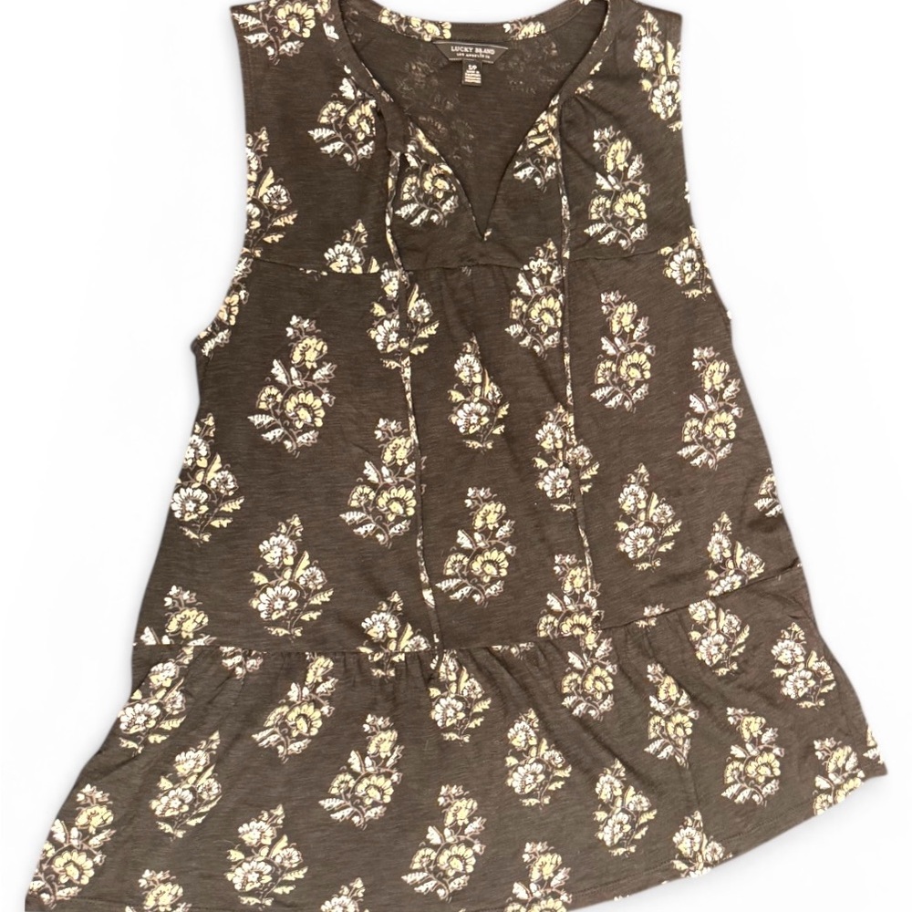 Lucky Brand Floral Split Neck Tank Top – Women’s Size Small